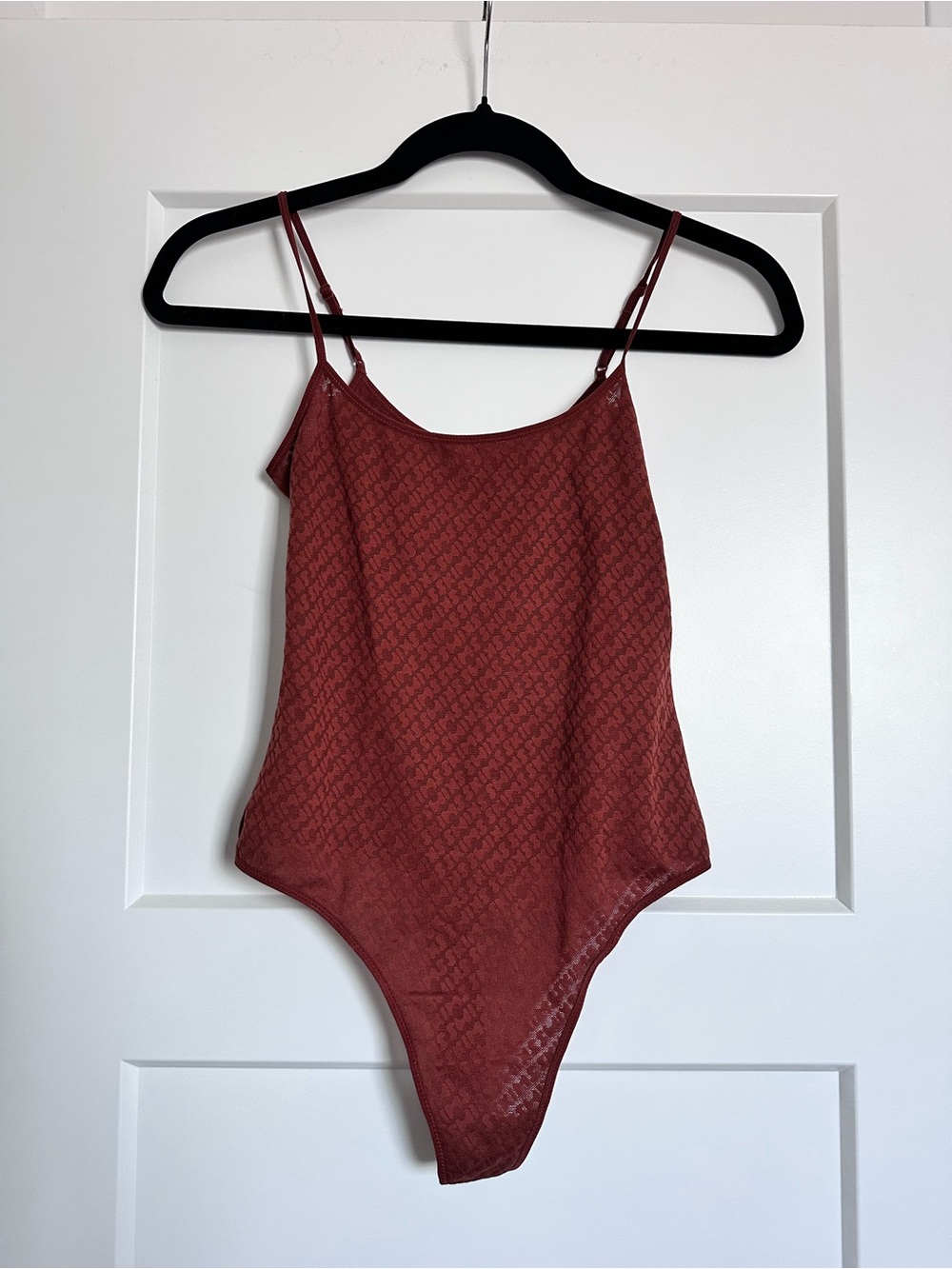 SKIMS Rust Textured Knit Bodysuit